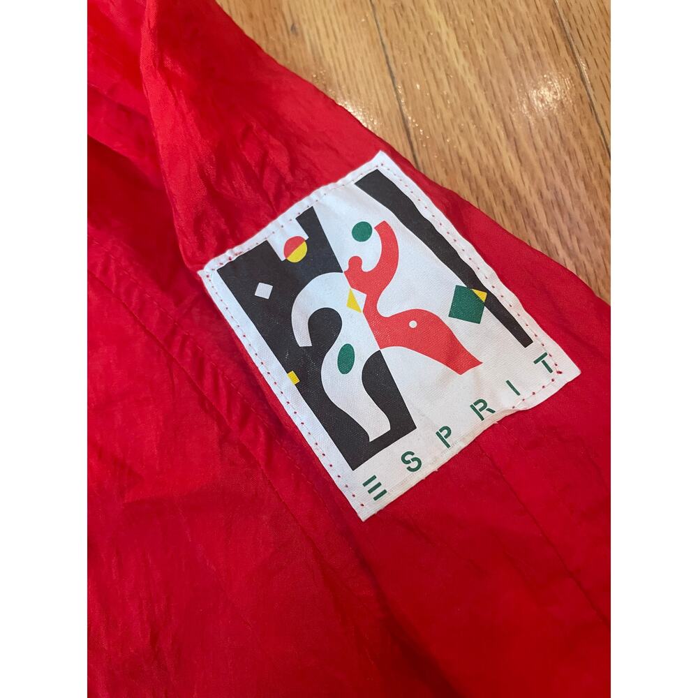 VINTAGE 90's "Esprit Kids" Age 9-10 Red Zip‎ with Hood Jacket Windbreaker